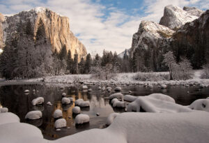Snowy winter Yosemite landscape
