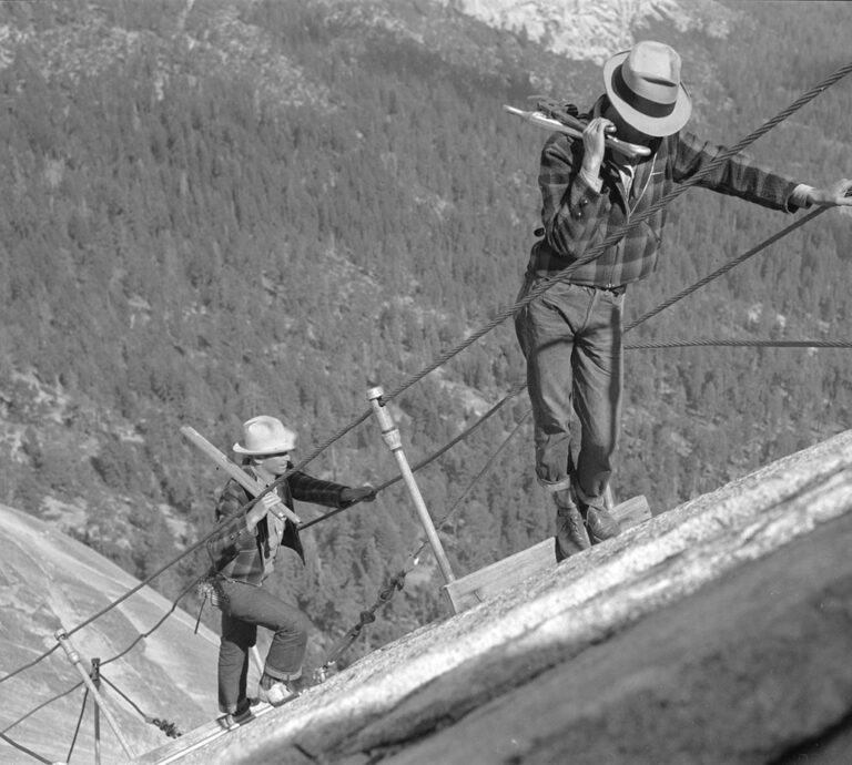 Crew setting up Half Dome cables in 1939