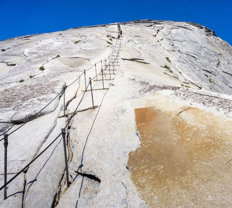 View up the Half Dome cables