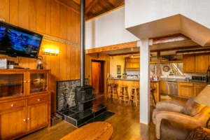 living area with fireplace