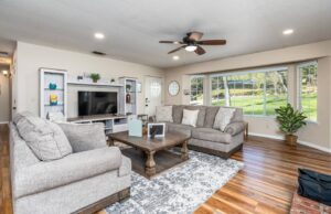 living room with television and couches