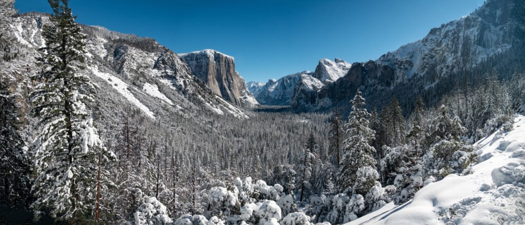 Yosemite Valley covered with snow