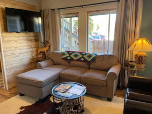 seating area with television