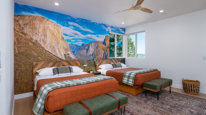 bedroom with two queen beds