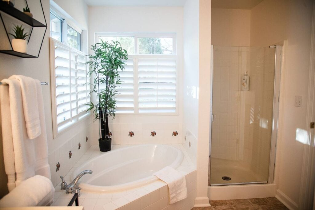 bathroom with soaking tub