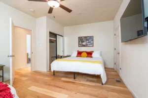 bedroom with two king beds