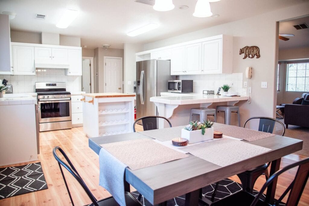 kitchen and dining room