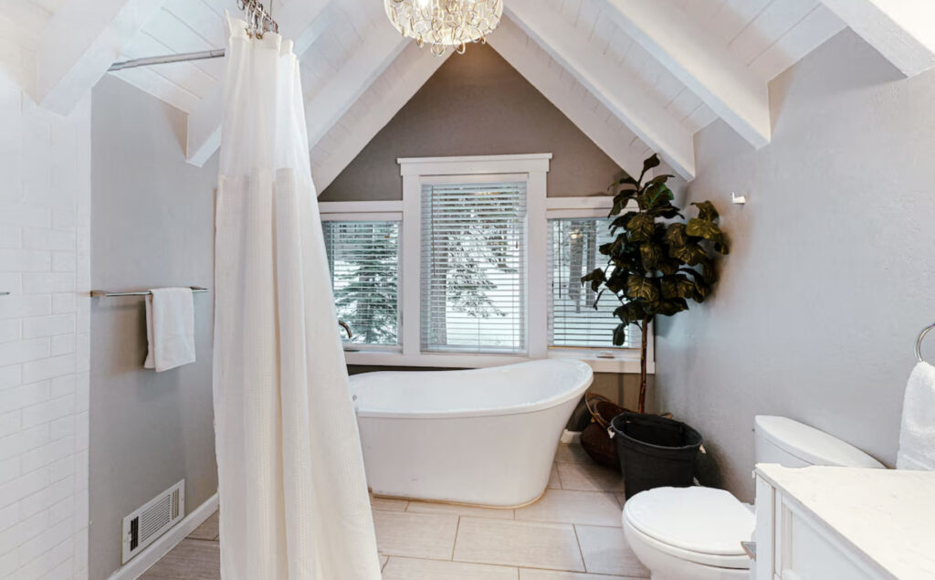 bathroom with soaking tub