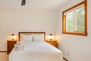 bedroom with pull out couch bed